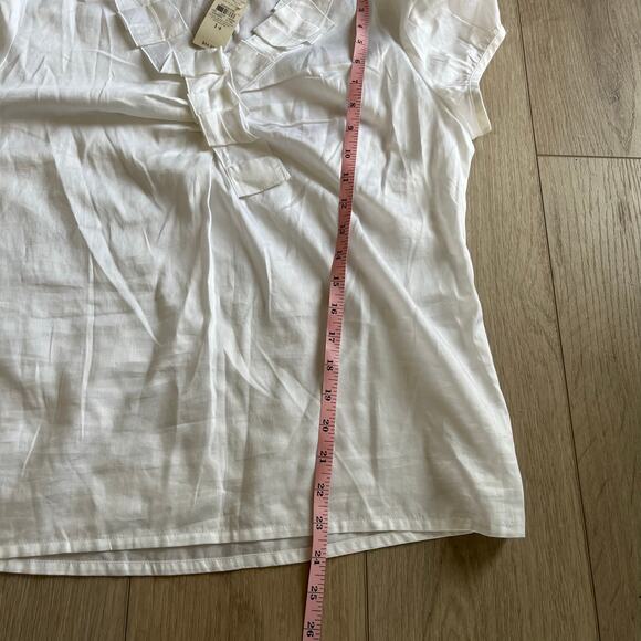 Ann Taylor Women’s White Ruffle Neck Blouse Size 14 - Picture 5 of 6